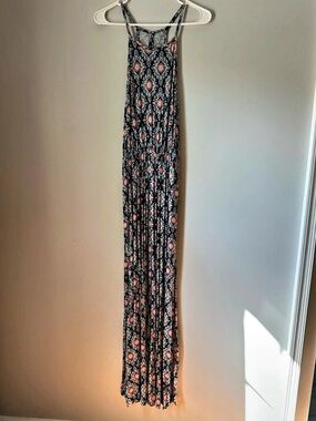 French Grey | Dresses | French Grey Navy With Light Pink Floral Print Maxi Print Dress Size Large